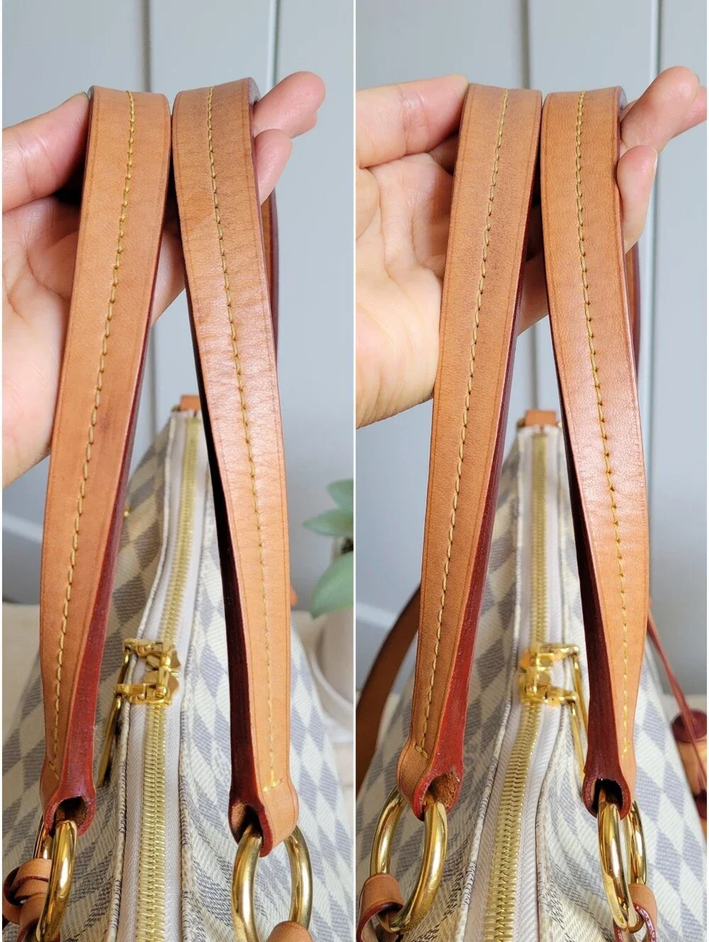 Louis Vuitton Damier Azur Satchel in Beige and Tan